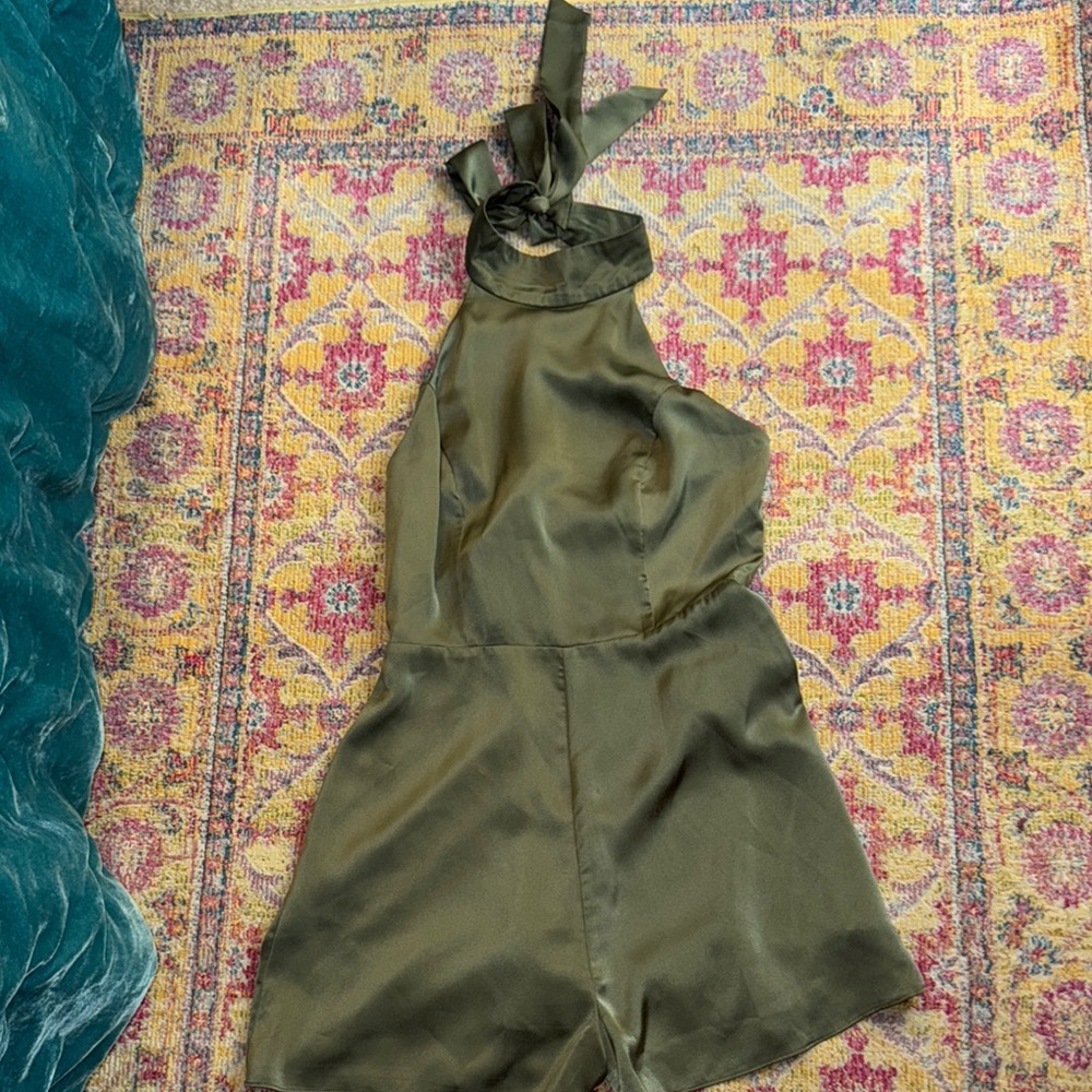 Olive Green Halter Romper